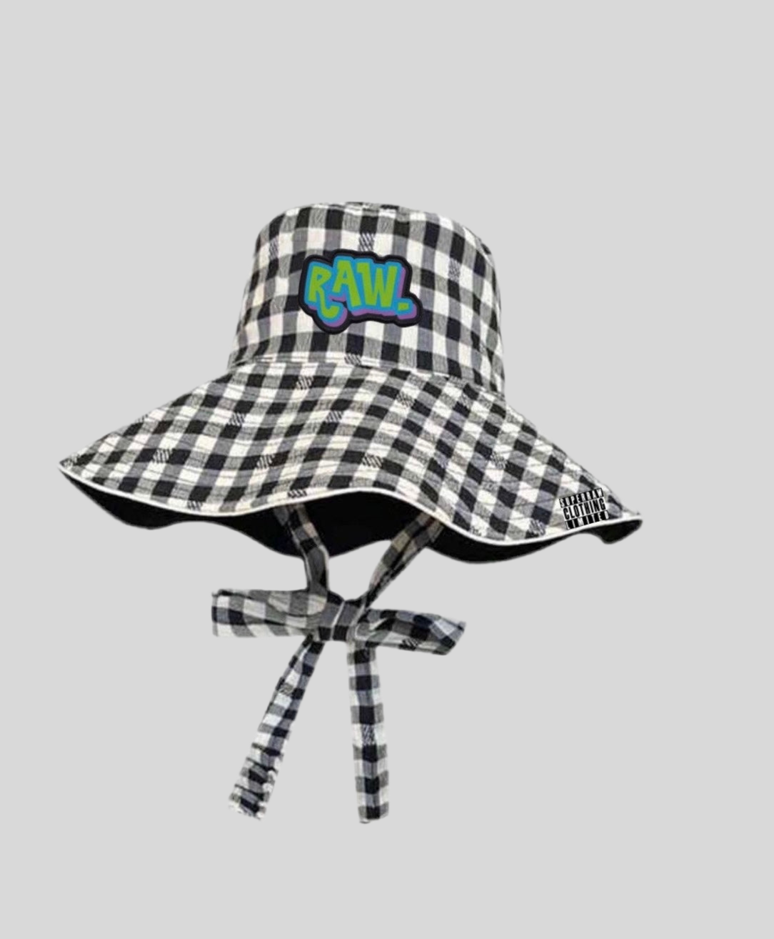 RAW. CHECKERED BUCKET HAT - BL